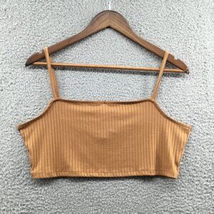 Vero‎ Moda Ribbed Knit Crop Tank Top Camel XL